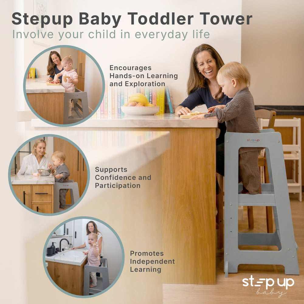 The Toddler Tower with adjustable step