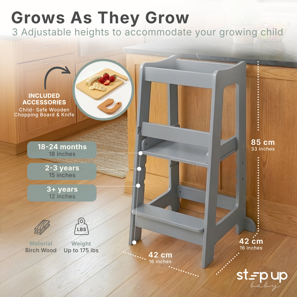 The Toddler Tower with adjustable step