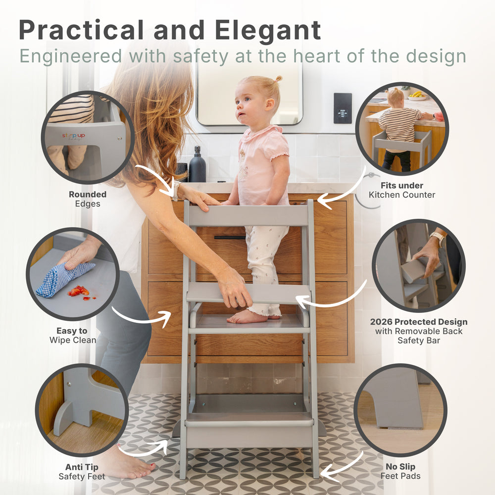 The Toddler Tower with adjustable step