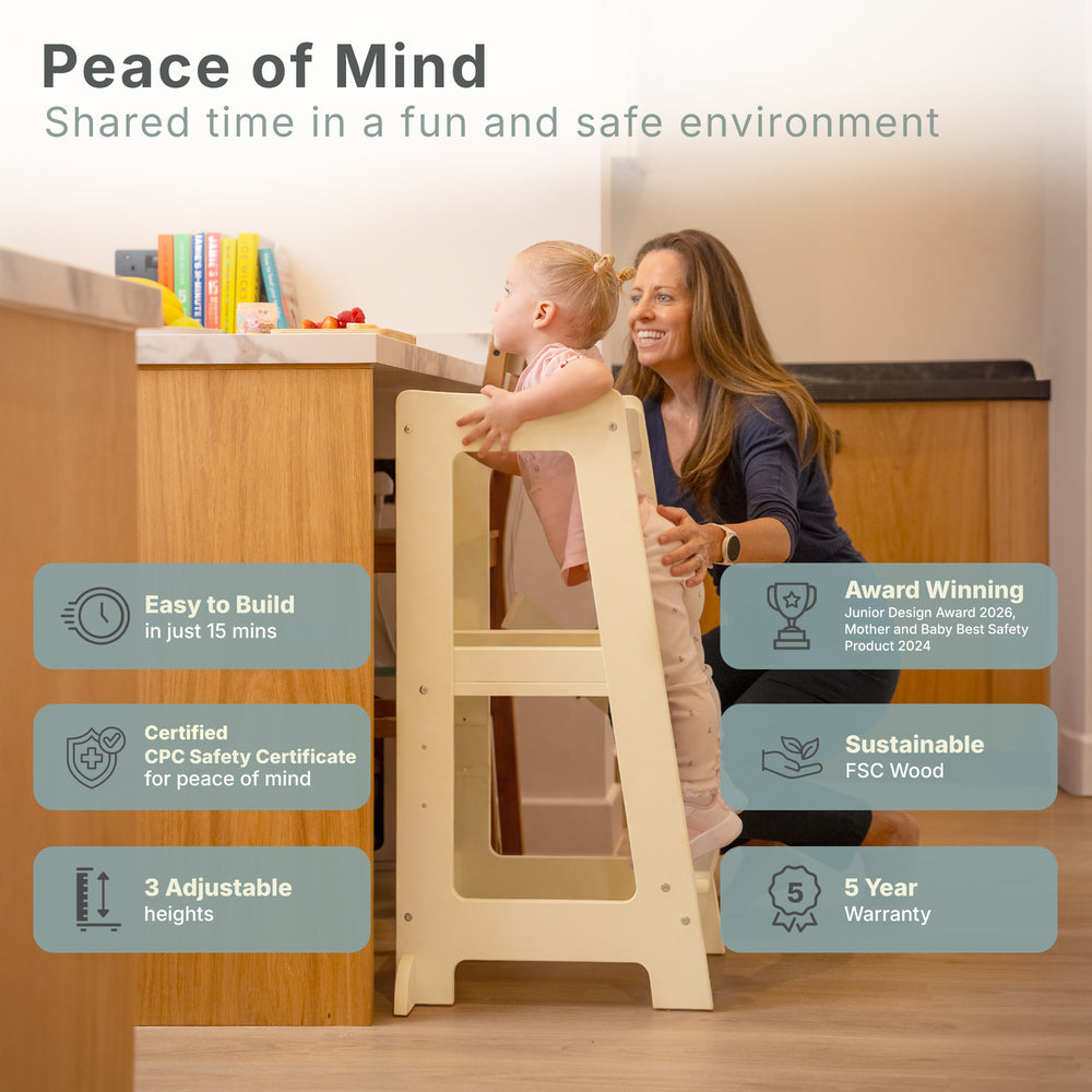 The Toddler Tower with adjustable step