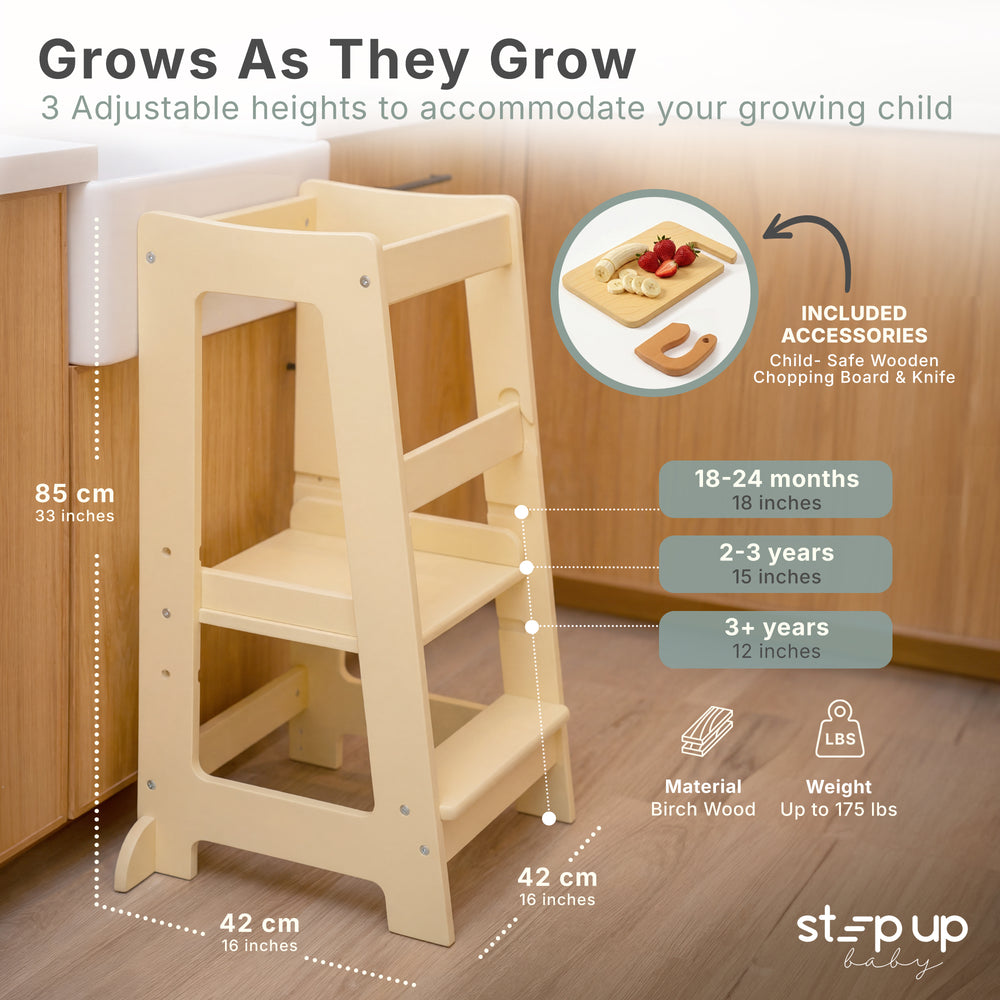 The Toddler Tower with adjustable step