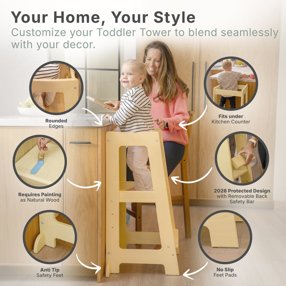 The Toddler Tower with adjustable step