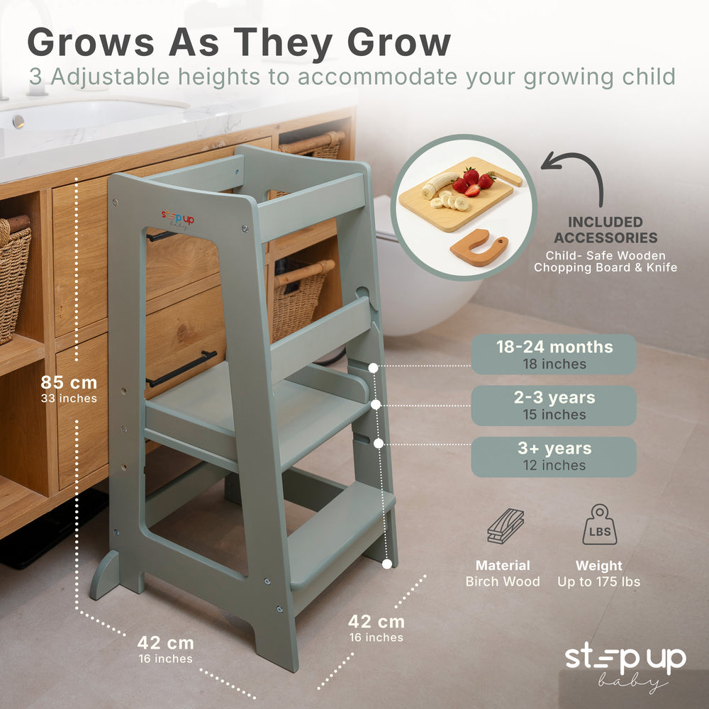 The Toddler Tower with adjustable step
