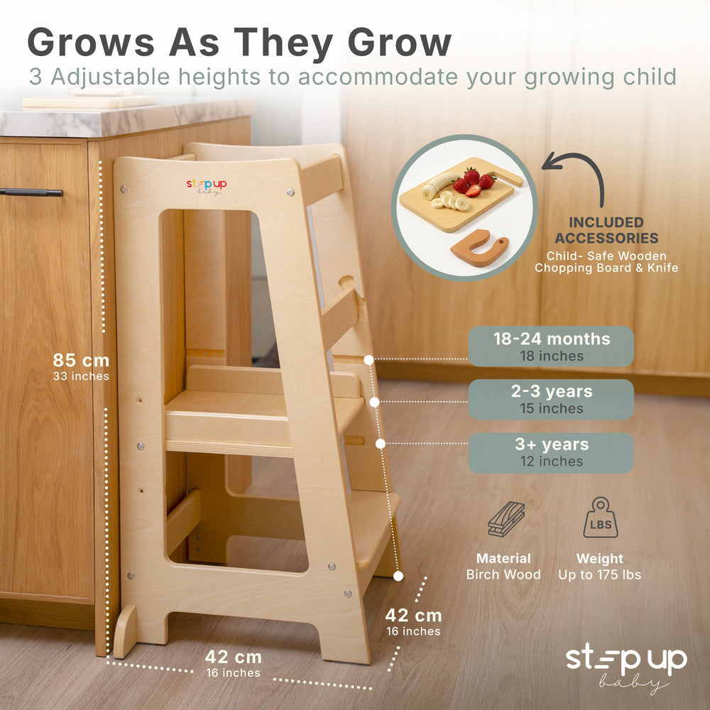 The Toddler Tower with adjustable step